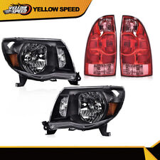 Fit For 2005-2011 Toyota Tacoma Black Headlights Lamps & Tail Lights Left+Right picture