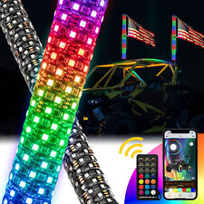 2PCS 2FT Spiral LED Fat Whip Light RGB Chasing Antenna Lighted Whips For UTV ATV picture
