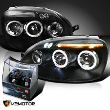 Fits 2006-2008 VW Jetta Black LED Halo Projector Headlights+H1 Halogen Bulbs picture