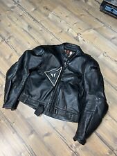 Dainese Vintage Black Leather Big Logo Motorcycle Jacket Size 54 picture