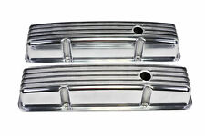 SBC Chevy 283 327 350 400 TALL FINNED POLISHED ALUMINUM VALVE COVERS 58-86 picture