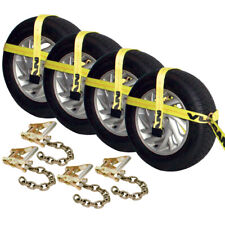 VULCAN Car Tie Down - Adjustable Loop - Chain Ratchet - 4 Pack - 3300 lbs SWL picture