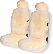 Ivory Genuine Sheepskin Seat Cover 2 Pk Universal Fit Car Full Seat Furry Cover picture