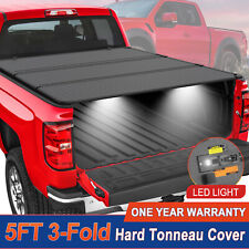 5FT Hard Fold 3-Fold Truck Bed Tonneau Cover For 2016-2024 Toyota Tacoma W/ Lamp picture