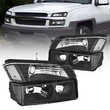 For 2002-2006 Chevy Avalanche 1500 2500 w/Body Cladding Black Headlights LH & RH picture