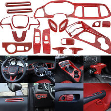 20x Red Carbon Fiber Full Interior Decor Cover Trim Kit for Dodge Challenger 15+ picture