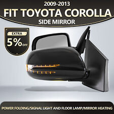 Fit 2009-2013 Toyota Corolla Side Mirrors Folding Pair Black LED Heated 9 Pins picture