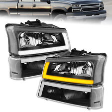 2X Headlights Sequential Signal  For 2003-06 Chevy Avalanche Silverado 1500 2500 picture
