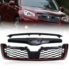 Front Grill for 2014-2018 Subaru Forester Gloss Black with Red Line picture