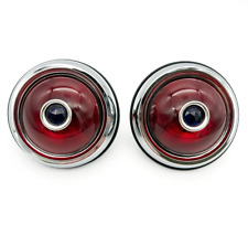 Pair 1950 Pontiac Style Round Tail Lights Glass Lens w/ Blue Dot picture