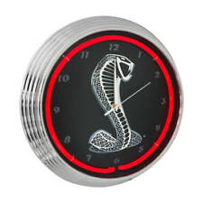 1993-2004 Mustang SVT Cobra Snake Red Light Up Neon Garage Man Cave Wall Clock picture
