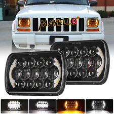 Pair 5X7 7x6 LED Headlights For 1986-1995 Jeep Wrangler YJ 1984-2001 Cherokee XJ picture