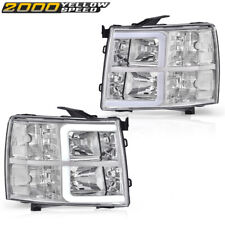 LED DRL Tube Headlights Chrome/Clear Fit For 2007-2013 Chevy Silverado picture