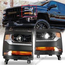 For 2016-2019 Chevy Silverado 1500 HID LED Projector Headlight Chrome Black Pair picture