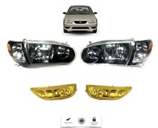 For 2000-02 Toyota Corolla Headlamp Set Black Headlight LH RH And Fog Set Yellow picture