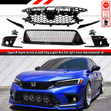 FOR 2022-23 CIVIC Si HATCHBACK GLOSS TYPE-R STYLE UPPER LOWER GRILL + FOG LIGHT picture