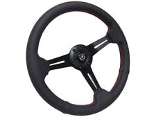 VSW 6-Bolt Perforated Leather Steering Wheel with Red Stitching & Horn Button picture