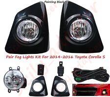 Fog Lights Kit W/ Cover Switch Wire Pair Front For 2014-2016 Toyota Corolla S picture