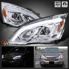 Clear Fits 2007-2011 Honda CRV CR-V LED Strip Projector Headlights Left+Right picture