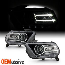 For 2010-2014 Ford Mustang Halogen Type [LED Tube] Projector Black Headlights picture