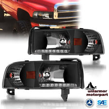 Headlights for 1994-2001 Dodge Ram 1500 2500 3500 Pickup Black Housing Headlamps picture