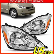 For 04-05 Toyota Sienna Chrome Amber Replacement Headlight Lamps Left+Right Pair picture