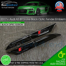 Audi Black Optic S-Line Side Fender Emblem 3D Badges A5 B9 OE 4PC Gloss Black picture