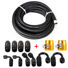 16FT 3/8” Stainless Steel Nylon Braided Oil Fuel Hose Line Kit 10FT +2PCS Clamp picture