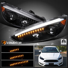 Jet Black Fits 2015-2018 Ford Focus LED Sequential Signal Projector Headlights picture