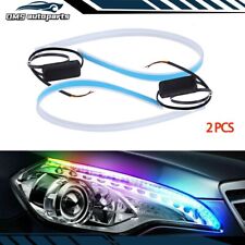 2x 60CM Slim Flexible LED DRL White Amber Sequential Turn Signal Strip Headlight picture