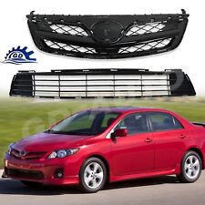 Black Front Bumper Upper & Lower Grille Set For 2011 2012 2013 Toyota Corolla picture