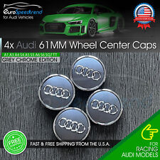 Audi Grey Chrome 61mm Wheel Rim Center Hub Caps Emblem 4PC Set 8W0601170JG3 OE picture