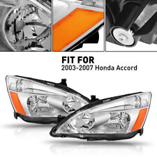 FOR 2003 2004 2005 2006 2007 Honda Accord JDM Black Replacement Headlight Set picture