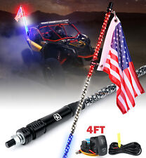 Xprite 4ft LED Spiral Whip Light w/ USA Flag Red White Blue ATV UTV Polaris RZR picture
