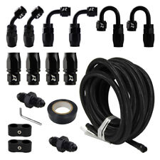 16.4FT 5M AN4 Nylon Stainless Steel Braided Fuel Line+4PCS Hose End Fitting Kit picture
