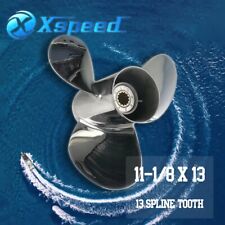 11-1/8x13 Stainless Steel Boat Prop for Suzuki 35-65hp Engine 13 Spline Tooth,RH picture