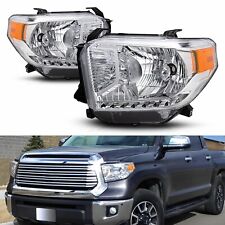 Headlights Headlamps Chrome Housing Amber Reflector For 2014-2017 Toyota Tundra picture