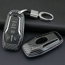 Carbon Fiber Hard Smart Key Cover For Ford Lincoln Accessories Chain Case Holder picture