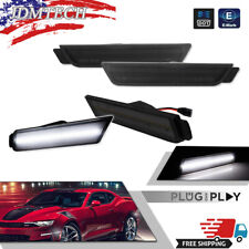 4PC Smoked LED Front+Rear Side Marker Lights White Lamps For 10-15 Chevy Camaro picture