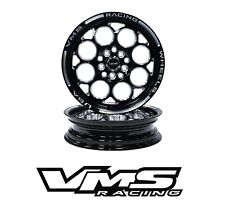2x VMS Racing Modulo Black Milled Drag Skinny Rims Wheels 5X100 5X114.3 +10 73.1 picture