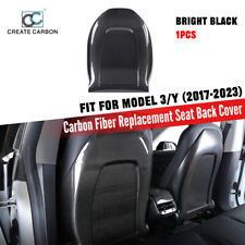 1pcs Gloss Carbon Fiber Seat Back Cover Trim For Tesla Model Y Model 3 (17-23) picture