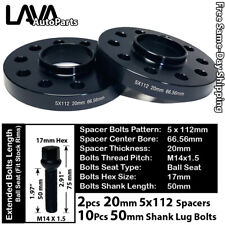 2PC 20MM THICK 5X112 66.5MM C.B WHEEL SPACER+10 BOLTS FIT AUDI/MACAN STOCK WHEEL picture