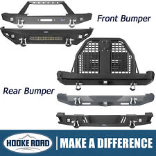 Hooke Road Front Rear Bumper w/Spare Tire Carrier For 1984-2001 Jeep Cherokee XJ picture