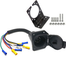 7 Way RV-Style Trailer Connector Socket with Wiring Harness and Mounting Bracket picture