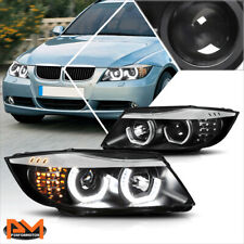 For 05-08 BMW E90 3-Series LED 3D Crystal U-Halo Projector Headlight/Lamp Black picture