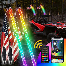 2Pcs 4FT RGB Spiral LED Whip Lights W/Flag Spring Base For Can-am X3 MAX RZR XP picture