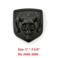 1x OEM 06-09 Grille Skull 1500 2500 Emblem Badge 68139834AA Glossy Black 77MM picture