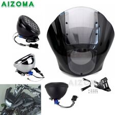 For Harley 2020+ Motorcycle Front Fairing Windshield W/ 5.75'' LED Headlight Kit picture