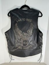 Xelement Retro {Live to Ride} Brown Leather Motorcycle Jacket & Vest - Medium picture