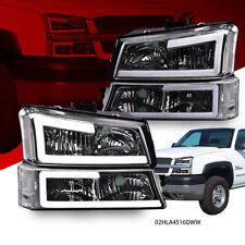 Fit For 03-07 Chevy Silverado/Avalanche LED DRL Bumper Headlights Clear/Chrome picture